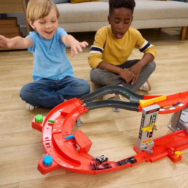 Pistă de curse „circuit de viteză formula 1” hot wheels racing, 3 mașinuțe 1:64 7