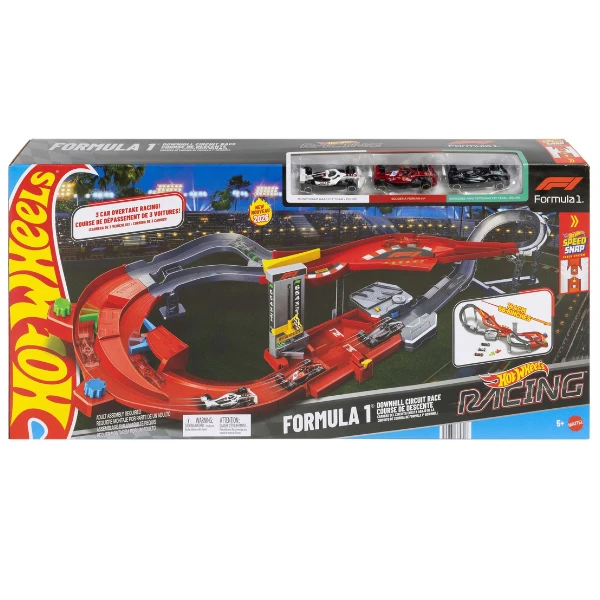 Pistă de curse „circuit de viteză formula 1” hot wheels racing, 3 mașinuțe 1:64 3