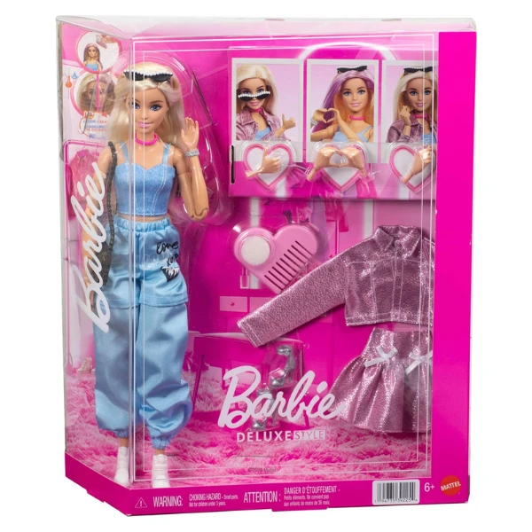 Păpușa barbie cu 4 ținute, accesorii și păr cu schimbare de culoare 3