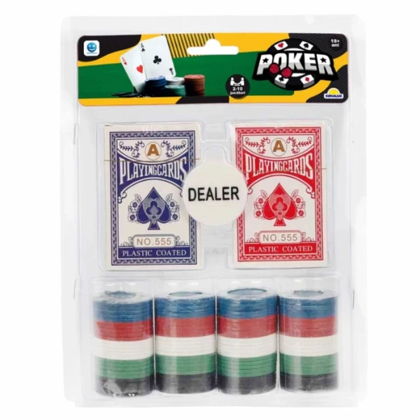 Set de poker, 100 de jetoane, 2 pachete de cărți 3