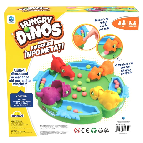 Joc de masă „dinozaurii flămânzi” cu bile colorate, pentru 2–4 jucători 4