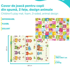 Двухсторонний игровой - развивающий коврик, водонепроницаемый, с животными, 180 x 120 x 1 см Thumbnail 8