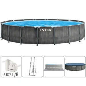 Intex piscină greywood prism frame premium 549х122cm, 24311l, cadru metalic