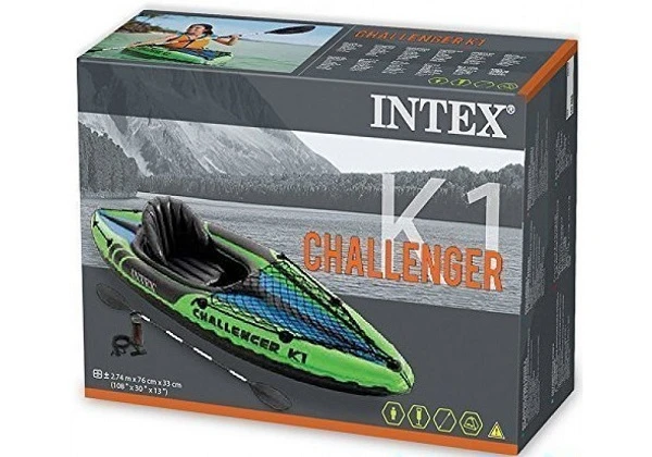 Intex надувной каяк “challenger k1” с веслами и насосом, 274x76x33 см, до 100 кг 3