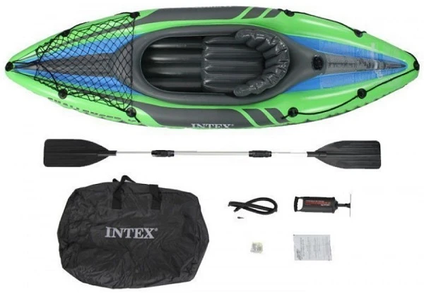 Intex надувной каяк “challenger k1” с веслами и насосом, 274x76x33 см, до 100 кг 4
