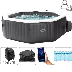 Intex jacuzzi spa gonflabil “jet & bubble deluxe”  201x71cm, 795l, 4 persoane