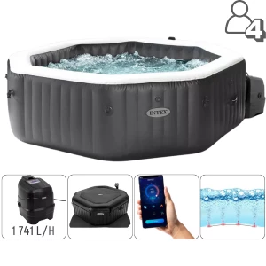 INTEX Надувной СПА джакузи “Jet &amp;amp; Bubble Deluxe” 201×71см, 795Л, 4-х местный