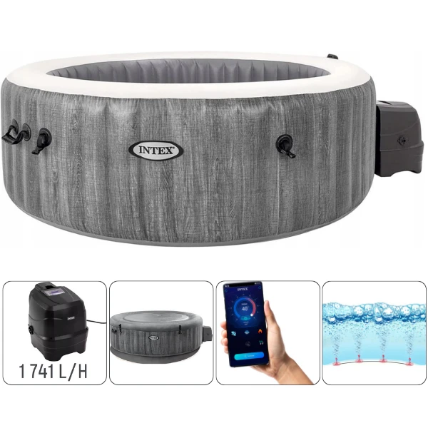 Intex jacuzzi spa gonflabil "greywood deluxe" 196х71 cm, 795l, 4 persoane 22