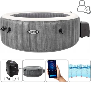 Intex jacuzzi spa gonflabil "greywood deluxe" 196х71 cm, 795l, 4 persoane