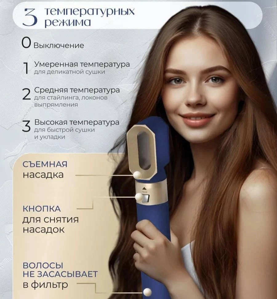 Апарат для завивки волос 5 в 1 (синий, золотой) 6
