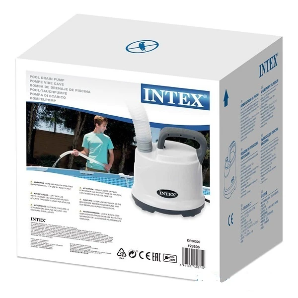 Intex дренажный насос 220-240v для слива воды из бассейна, 3595л/ч 3