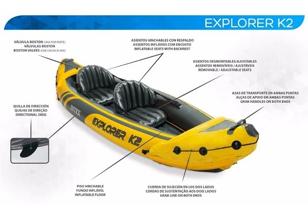 Intex caiac gonflabil “explorer k2” cu vâsle și pompă, 312x91x51 cm, până la 180 kg 8