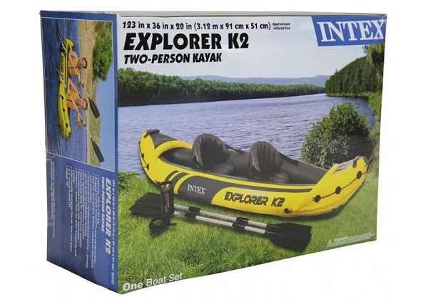 Intex caiac gonflabil “explorer k2” cu vâsle și pompă, 312x91x51 cm, până la 180 kg 5