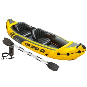 Intex caiac gonflabil “explorer k2” cu vâsle și pompă, 312x91x51 cm, până la 180 kg