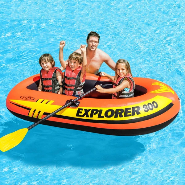 Intex надувная лодка “explorer 300” с веслами и насосом, 211x117x41 см, до 186 кг, 6+ 3