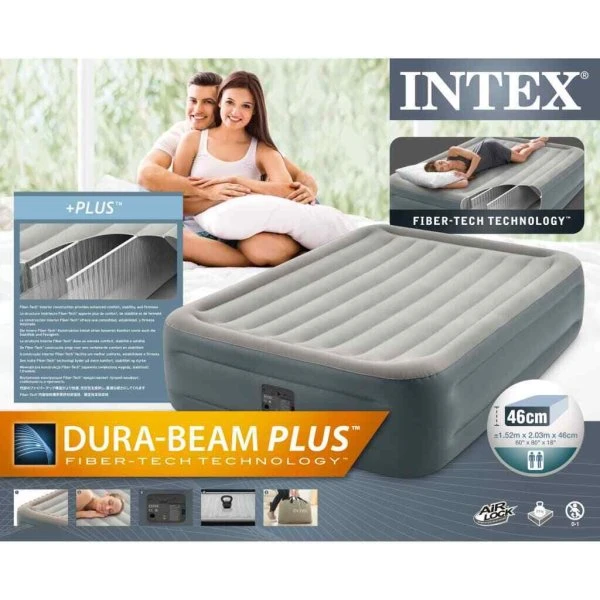Intex надувная кровать “velur essential” 152x203x46 см с встр.нас. 220в, до 272 кг 3