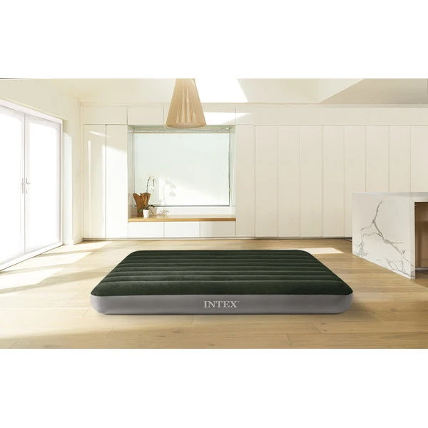 Intex надувной матрас “velur downy” 152x203x25 см co встроенным ножным насосом, до 272 кг 2