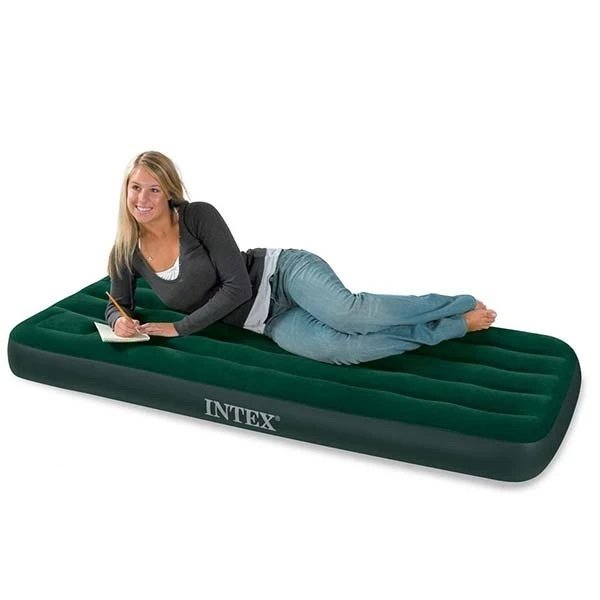 Intex надувной матрас “velur downy” 76×191×25 см co встроенным ножным насосом, до 136 кг 2