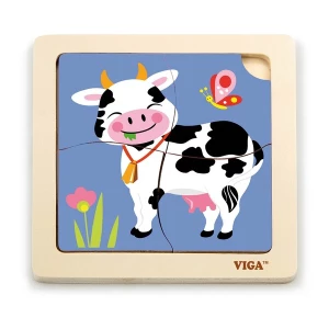 Mini-puzzle din lemn &quot;Vaca&quot;