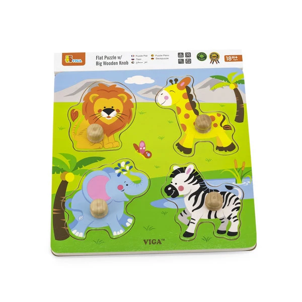 Puzzle din lemn cu buton „animale sălbatice" 2