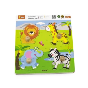 Puzzle din lemn cu buton „animale sălbatice" Thumbnail 2