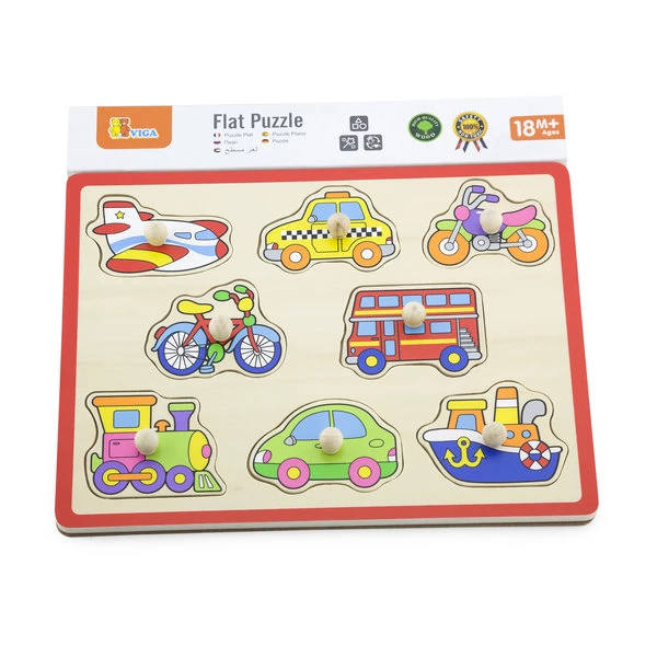 Puzzle din lemn cu buton „mijloace de transport" 2