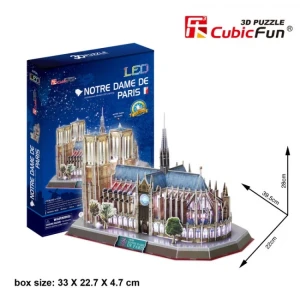 3d пазл “собор парижской богоматери”со светодиодной подсветкой, 149 элементов Thumbnail 3