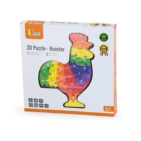 Puzzle 3d din lemn "cocoș" 2