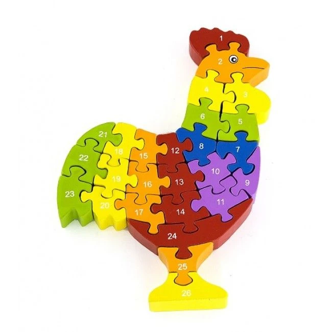 Puzzle 3d din lemn "cocoș" 7