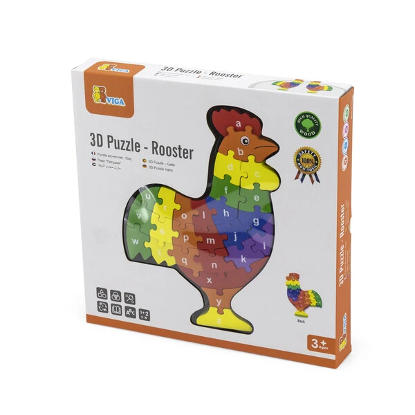 Puzzle 3d din lemn "cocoș" 9