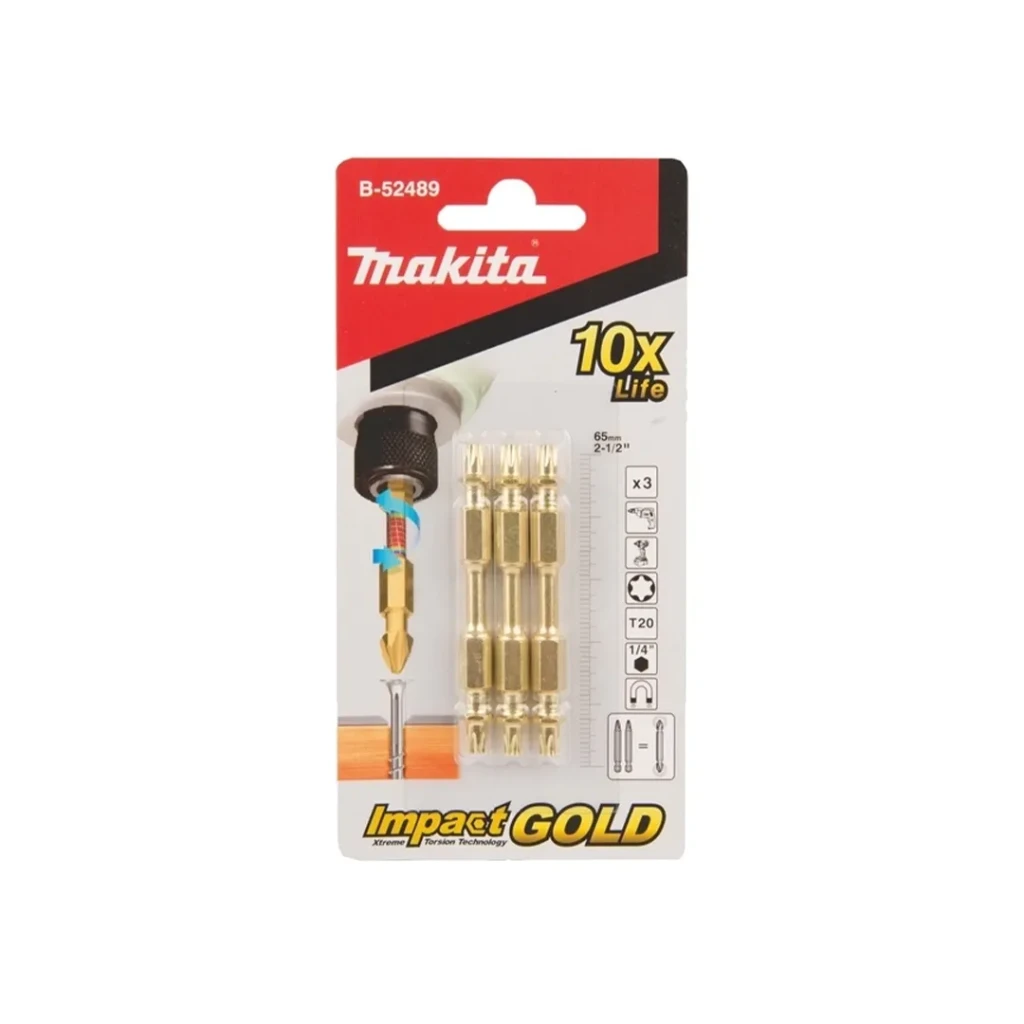 Набор двухсторонних бит 3 шт. impact gold t20 1/4" 65 мм makita 2