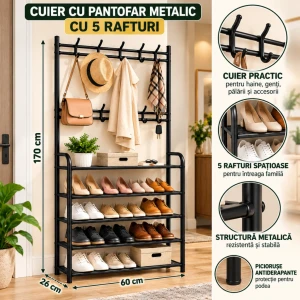 At2681-3n cuier cu pantofar metalic cu 5raft.60x26x170cm/б. Thumbnail 2