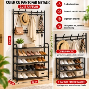 At2681-3n cuier cu pantofar metalic cu 5raft.60x26x170cm/б. Thumbnail 3