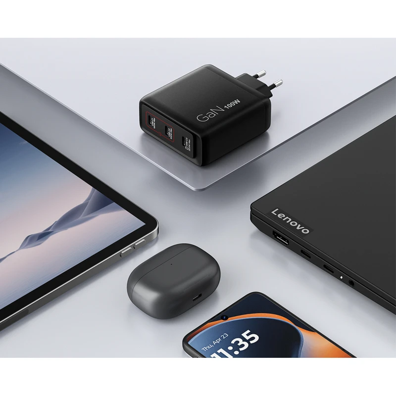 Încărcător lenovo multi-port gan charger, 100w, negru 4