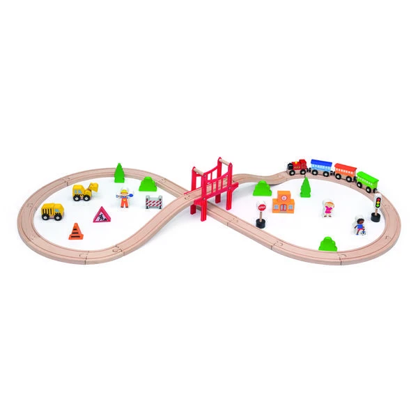 Calea ferata din lemn cu tren si accesorii, 39 elem. 8