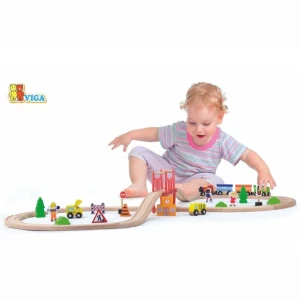 Calea ferata din lemn cu tren si accesorii, 39 elem. Thumbnail 4