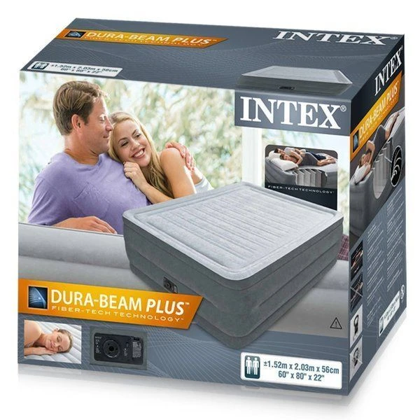 Intex pat gonflabil “velur comfort-plush” 152x203x56 cm cu pompă încorporată 220v, până la 272 kg 4