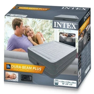 Intex pat gonflabil “velur comfort-plush” 152x203x56 cm cu pompă încorporată 220v, până la 272 kg Thumbnail 4