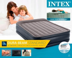 Intex pat gonflabil “velur deluxe” 152x203x42 cm cu tetieră și pompă încorporată 220v, până la 272 kg Thumbnail 3