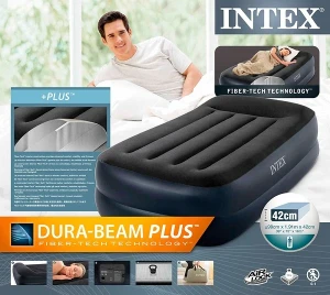Intex saltea gonflabilă “velur pillow” 99х191х42cm cu tetieră și pompă încorporată 220v, până la 136 kg Thumbnail 3