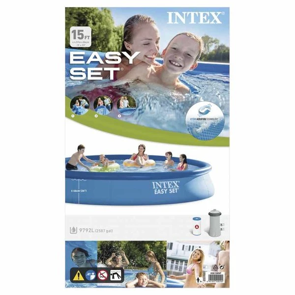 Intex надувной бассейн easy set с фильтрующим насосом 457×84 см, 9792 л см 5