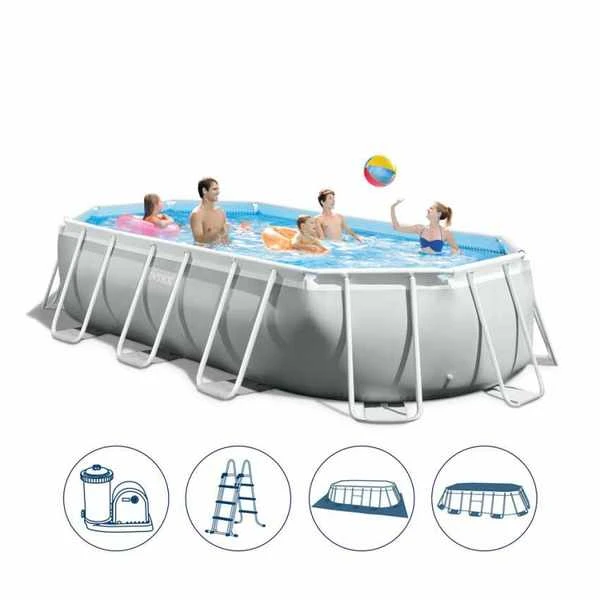 Intex бассейн prism frame oval 610х305×122см, 18202л, металлический каркас 6