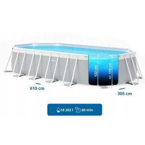 Intex бассейн prism frame oval 610х305×122см, 18202л, металлический каркас Thumbnail 5