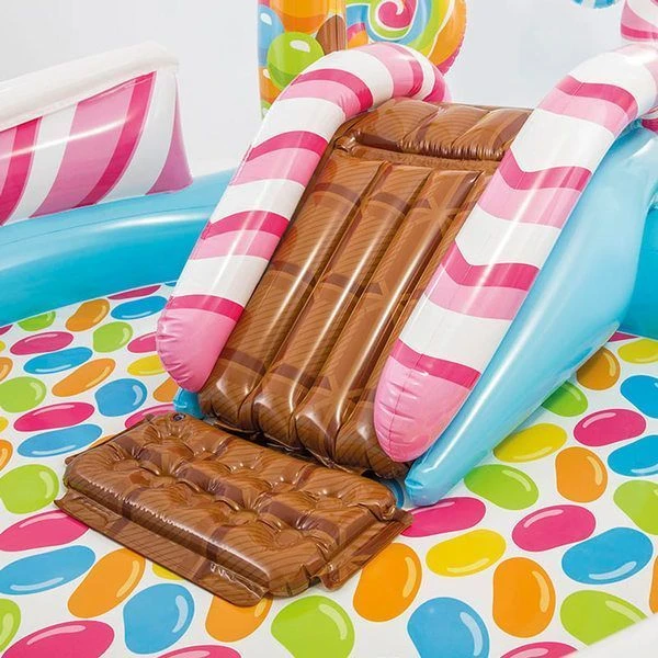 Intex детский надувной центр — бассейн с горкой карамель 295x191x130см, 206л, 2+ 5