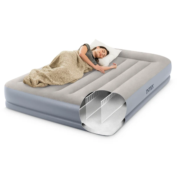 Intex saltea gonflabilă “velur mid-rise air” 152x203x30 cm cu tetieră și pompă încorporată 220v, până la 272 kg 2