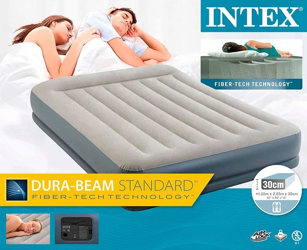 Intex saltea gonflabilă “velur mid-rise air” 152x203x30 cm cu tetieră și pompă încorporată 220v, până la 272 kg 3