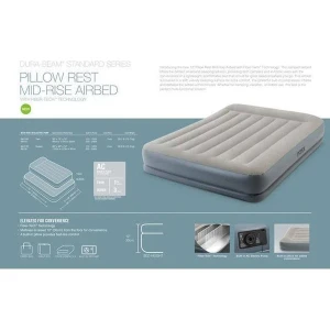 Intex saltea gonflabilă “velur mid-rise air” 152x203x30 cm cu tetieră și pompă încorporată 220v, până la 272 kg Thumbnail 5