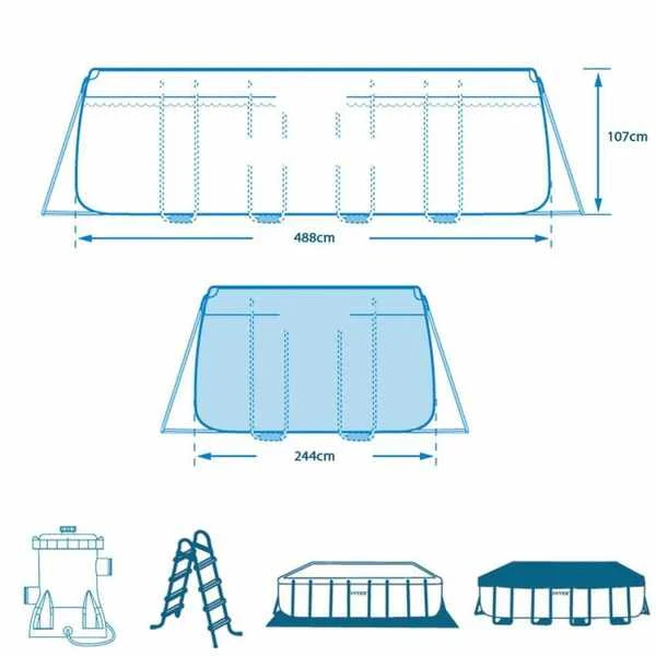 Intex piscină prism frame rectangular 488x244x107cm, 10874l, cadru metalic 9