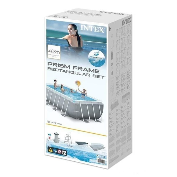 Intex piscină prism frame rectangular 488x244x107cm, 10874l, cadru metalic 4