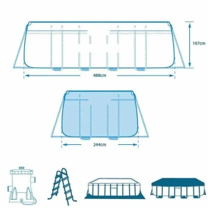 Intex piscină prism frame rectangular 488x244x107cm, 10874l, cadru metalic Thumbnail 9
